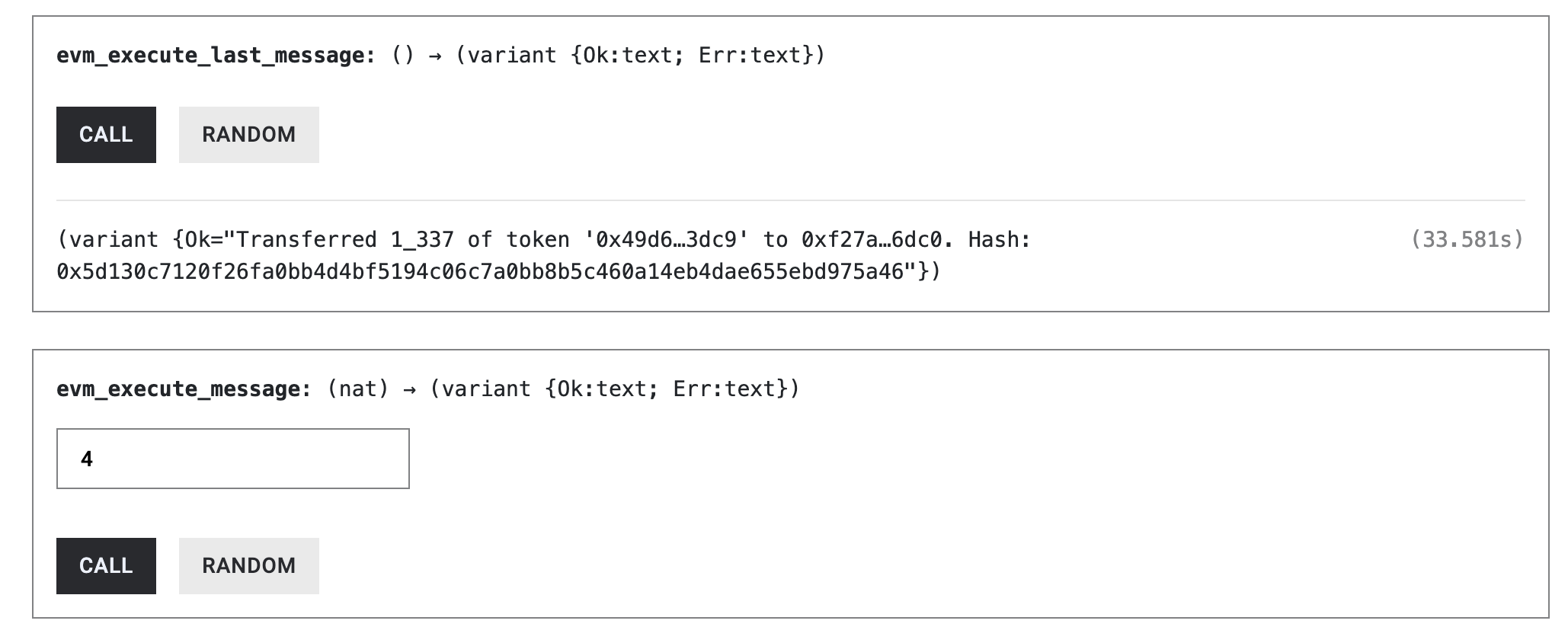 executing the ICP transaction directly on the canister