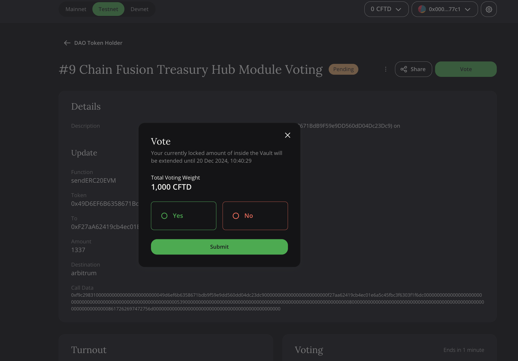 voting on the treasury hub proposal